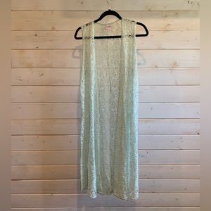 Lula Roe | Light Mint Coloured Lace Sleeveless Duster